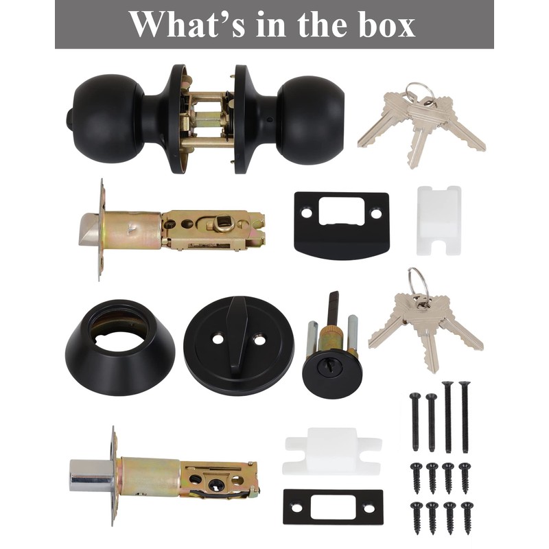 Lanwandeng (3 Sets) All Keyed Same Entry Knobs&Single Cylinder Deadbolt
