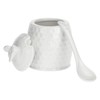 LA PORCELLANA White Sugar Bowl with Teaspoon Aperegina