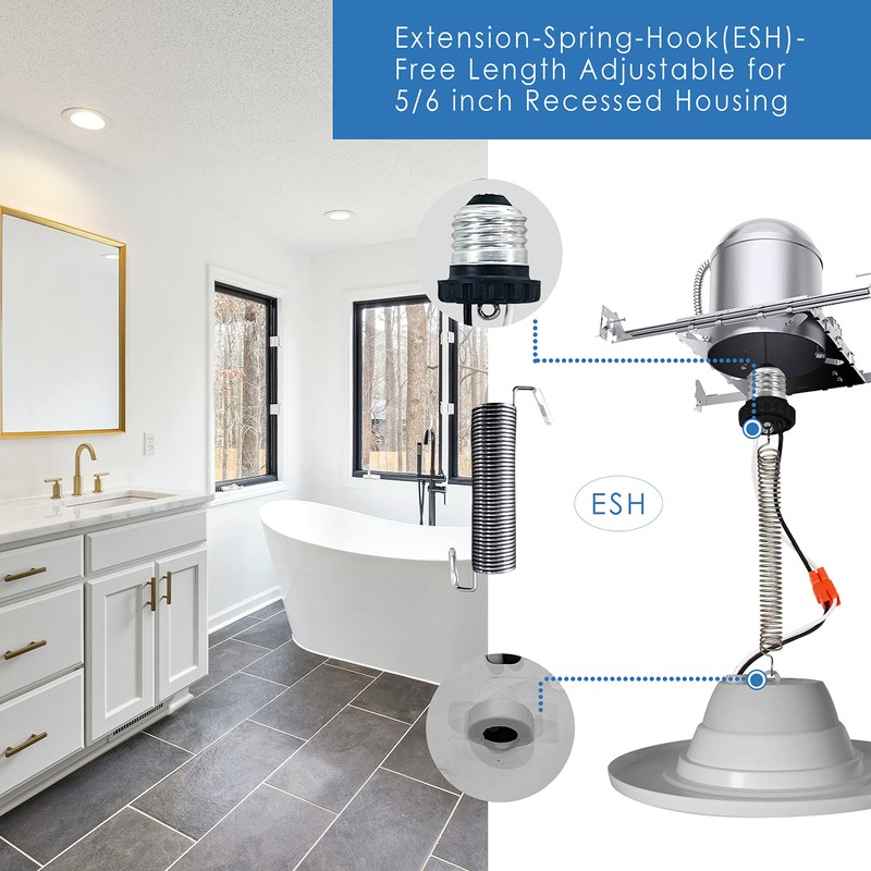Jolux 5/6 Inch LED Spring Hook Retrofit Downlight, Recessed can
