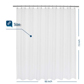 Wide Fabric Shower Curtain Waffle Weave 96 Width by 72 Height inches, Hotel Luxury Spa, 230 GSM Heavyweight, Water Repellent, Machine Washable, White Pique Pattern Bathroom Curtain, 96x72