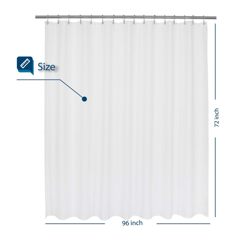 Wide Fabric Shower Curtain Waffle Weave 96 Width by 72