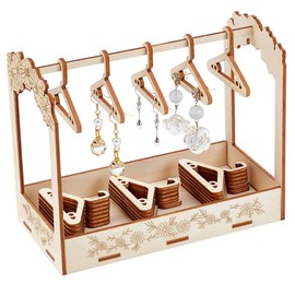 NBEADS 24pcs Earring Hanger Rack, Coat Hanger Shaped Basswood Earring Display Stands Dangle Earring Hanging Organizer Jewelry Display Rack for Retail Show Personal Exhibition