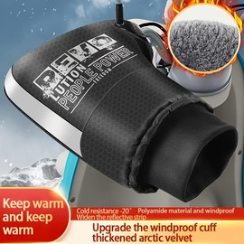 2pcs Motorcycle Handlebar Gloves Winter Windproof Cold-proof Warmer Handlebar Mitt Muffs Bike Gloves Reflective Strip for Cold Weather Riding Cycling Winter Protection - Colour: Small-caliber