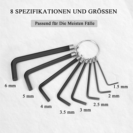 NISENTIA 8 Stück Innensechskantschlüssel Set, Imbusschlüssel Satz Klein Inbusschlüssel Sechskantschlüssel Imbiss Schlüssel Allen Key Set Innensechskantschlüssel Lang Imbussatz Innensechskant