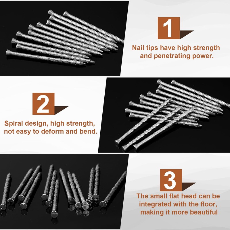 Tandefio 2 Pounds Hardened Flooring Nails 304 Stainless Steel 2-1/4