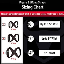 Correas de elevación resistentes para peso muerto, figura 8 correas de muñeca para levantamiento de pesas pesadas, hombre fuerte, levantamiento de potencia, entrenamiento y levantamiento de pesas, para hombres (14 a 8 pulgadas + circunferencia de muñeca)