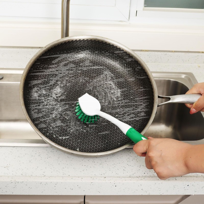 Dish Brush with Handle, 2 Pack Dish Cleaning Brushes with