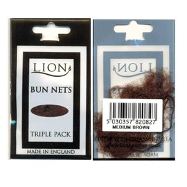 Lion Hair Bun Nets - Medium Brown - 3 in pack (10 packs) 30 nets in total