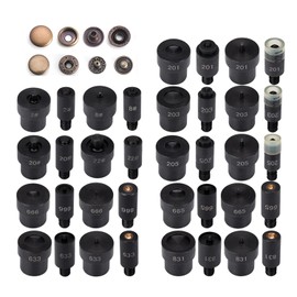 WUTA Hand Press Button Installation Mold Manual Press Grommet Eyelet Installer Tools Snap Fastener Metal Mold Mute Craft Tool(666+665+633+831+201+203+205+2#+8#+20#+22# Mold Set)