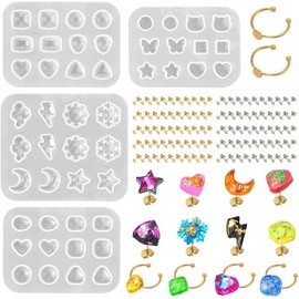 Voyyphixa Molde de resina para arete, 106 piezas de moldes de silicona con respaldo de arete, kit de fabricacin de joyas de resina epoxi para manualidades