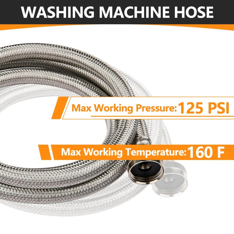 10-Pack HeSun 5 Ft Washing Machine Hose, 3/4" FHT Stainless