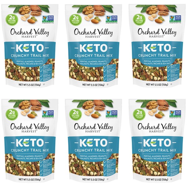 Orchard Valley Harvest Keto Crunchy Trail Mix, 5.5 Ounces (Pack of 6), Pepitas, Almonds, Peanuts, Walnuts, and Pecans, Low Carbs, Non-GMO, No Artificial Ingredients