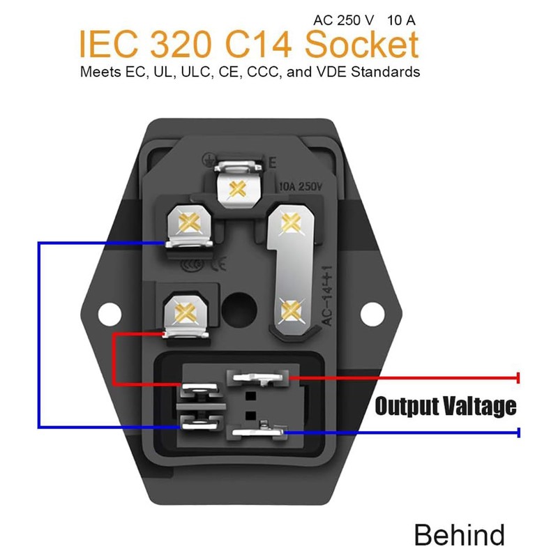 4PCS AC250V 10A Rocker Switch, 3 Pins Inlet Power Socket