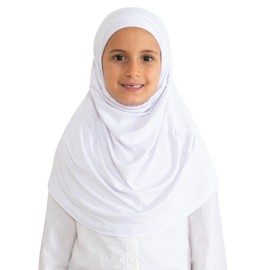 Prien Easy To Wear Hijab For Girls, Muslim Scarf for Kids, Instant Hijabs For Women, Viscose Children Scarves For Ramadan Eid (White)