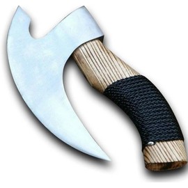 Unique Handmade Viking Pizza Cutter: 9-Inch Stainless Steel Blade, Ash Wood Handle, and Leather Sheath - Perfect for Kitchen and Outdoor Pizza Slicing Adventures,Perfect for Home or Professional Use.