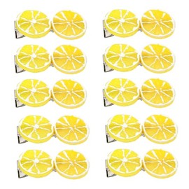 10PCS Yellow Double Lemon Hair Clip,Lemon Accessories for Women,Bangs Side Hairpins Hair Accessories Clips,Duckbill Hair Accessories