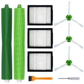 Ersatzteile Zubehör Set für iRobot Roomba i7 i7+ i3 i3+ i4 i4+ i6 i6+ i8 i8+ E5 E6 j7 j7+ – 1 Paar Gummibürsten, 3 Filter, 3 Seitenbürsten – Kompatibel mit Roomba E/I/J Serie(Nicht für Combo j7+, j9+)