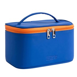 Makeup Bag Travel Toiletry Bag Organizer,Large Cosmetic Bag for Women Girls Make-up Bags Portable Cosmetic Brush Pouch Handle Zipper Storage Case with Inner Pouch (C-Sapphire Blue)