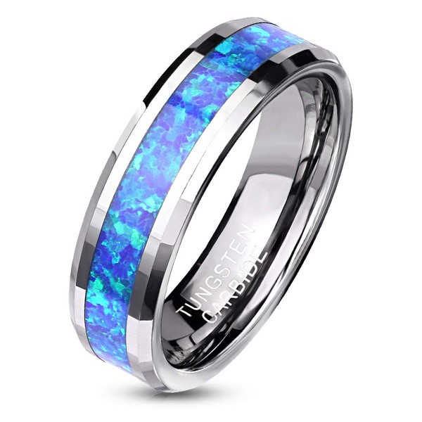 Paula & Fritz® Women's Tungsten Carbide Opal Ring Inlay Size