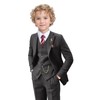 YoTsaiSpring Tweed Herringbone Boys Suit Retro 3 Piece Grey Suits