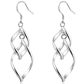 Double Twisted Drop Statement Earrings 925 Sterling Silver Earrings Dangle Earrings Handmade Hypoallergenic Infinity Earrings for Women Trendy