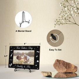 HONPHAX Daddy And Me Picture Frame, Dad Photo Frames From Daughter Son, Birthday Gifts for Men Dad New Dad Gifts First Time Father's Day, Dad Picture Frame 4 x 6 Photo/FrameS01