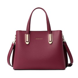 FANDARE Elegant Handbags Shoulder Bags Women Plain Multi Pockets Top Handle Bags Large Capacity Waterproof PU Leather 10.5 inch Laptop Tote for Commute Shopping Travel Office Business Red