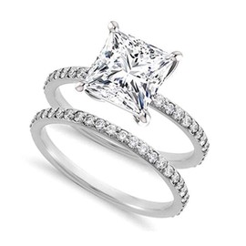 Venetia 101 Facets Realistic Supreme Princess Cut 1.5 Carat Simulated Diamond Ring Band Set 925 Silver Platinum Plated BSQ