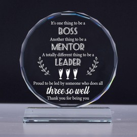 Boss Appreciation Gifts for Woman, Engraved Crystal Thank You Gifts for Leaders Supervisor, Boss Gifts for Best Boss Lady Desk Decoration, Boss Day Gifts for Leaving Retirement Birthday Christmas