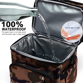 UMUFUKA Men's Double/Women's Compartment Lunch bag, Insulated Lunch Cooler Tote 2 Roomy Large Reusable Water-resistant Lunch box (Camouflage)