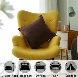 Jeanerlor 24 x 24 Inch Decorative Square Cool Soft Cotton Linen Soild Throw Pillow Covers Brown Cushion Case for Bar/Coffee Shop/Play Room/60 x 60 cm