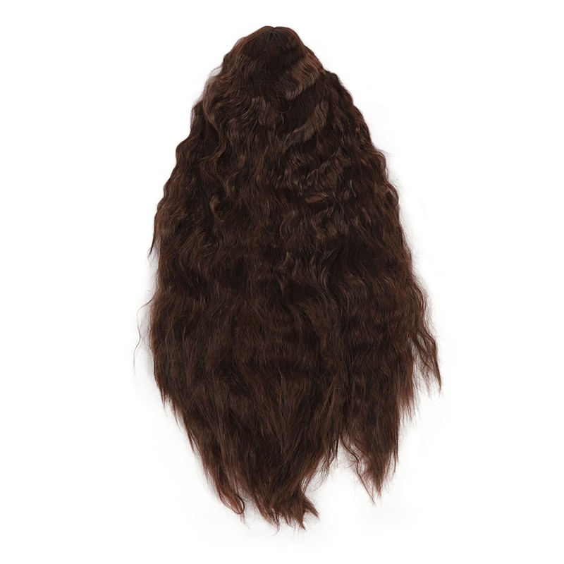 Women Long Brown Wavy Wig Heat Resistant Soft Fluffy Brown