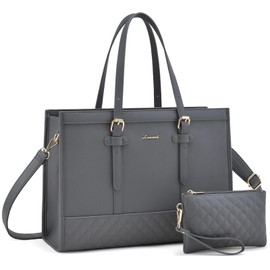 LOVEVOOK Laptop Bag for Women,15.6 inch Laptop Tote Bag Waterproof PU Leather Computer Bag Work Bags for Business Office, Large Capacity Laptop Purse Professional Work Tote Black