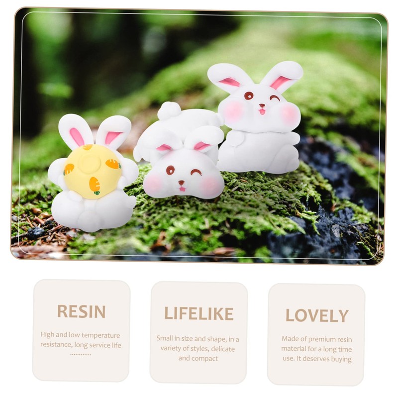 ABOOFAN 6Pcs Desktop Bunny Ornament Lovely Rabbit Figurines for Micro