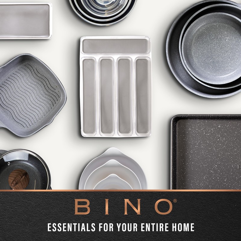 BINO | Woven Plastic Basket | Large (Natural Grey), 3-Pack