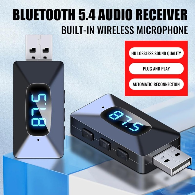 Peakloong T65 Mini USB Transmitter Receiver withLED Display Auto Wireless