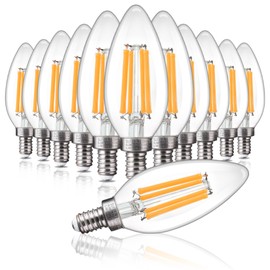ALAMPEVER 12 Pack Chandelier Light Bulbs 100 Watt Equivalent, 800LM Bright Dimmable LED Light Bulb, E12 Base, 2700K Soft White, B11 Type, 5.5W, Ideal for Living Room, Bedroom, Dining Room