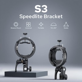 Godox S3 Speedlight Bracket, S-Type Bracket Updated Version Bowens Mount Holder Accessories Compatible with V1 V1Pro V100 AD300Pro AD200Pro II AD200 Pro AD100Pro V860III TT350 Support ±90° Angle
