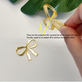 XIAOYUE 20pcs of Gold Mirror Bow Shaped Drink Name Tag,Mirrored Bow Wedding Drink Tag,Wine Tags Blanks,Acrylic Place Cards,Drink Name Tag (Gold Mirror), XIAOYUETAG23