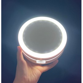 Espejo de maquillaje para computadora iluminado con luz de luna de 6 pulgadas, doble cara, 10 x /1 aumento de iluminación, espejo de cambiador LED con control de botón, espejo plegable, fácil de