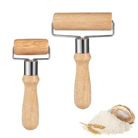 RoxNvm Rolling pin, 2 pieces dough roller, small and medium dough roller, wooden dough roller, suitable for rolling dough by hand, pizza, desserts and dumpling skins