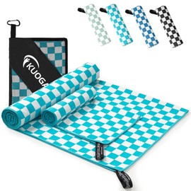 KUOGAS Microfibre Hand Towel Set of 2 | 160 x 80 cm Large Bath Towel + 80 x 40 cm Small Hand Face Towel | Quick-Drying Microfibre Towels, Sports Towel Gym Beach Towel