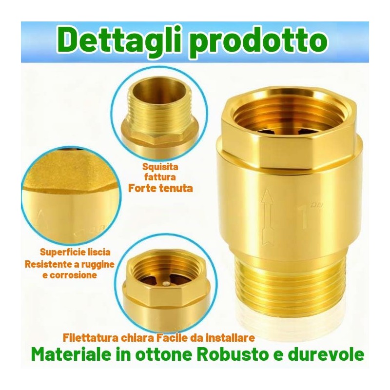 CDDCWZ Valvola di ritegno in ottone da 1 pollice, valvola