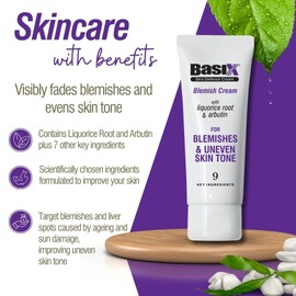 Basix Skin Defence Cream Blemish Cream with Liquorice and Arbutin for Fading Blemishes, Liver Spots and Uneven Skin Tone - 75ml