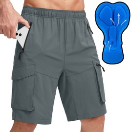 Bikewa Men's Mountain Bike Shorts 3D Padded Loose-fit MTB Biking Riding Cycling Bicycle Biker Shorts Zipper Pockets