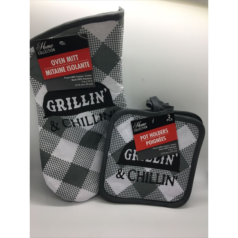 Kitchen 3 PC Set Kitchen Oven Mitt & 2 Pot