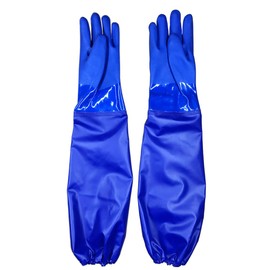 ECLATLT Long WaterProof Rubber Gloves with Cotton Lining, Elbow Length Chemical Resistant Gloves, 28 inches, Large,Heavy Duty