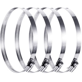 4 Pieces Adjustable 304 Stainless Steel Duct Clamps Hose Clamp (10 Inch)