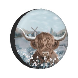 Cow Spare Tire Cover Wheel Protector Weatherproof Wheel Cover Universal Decorative Accessories for Camper RV SUV Travel Trailer 14"