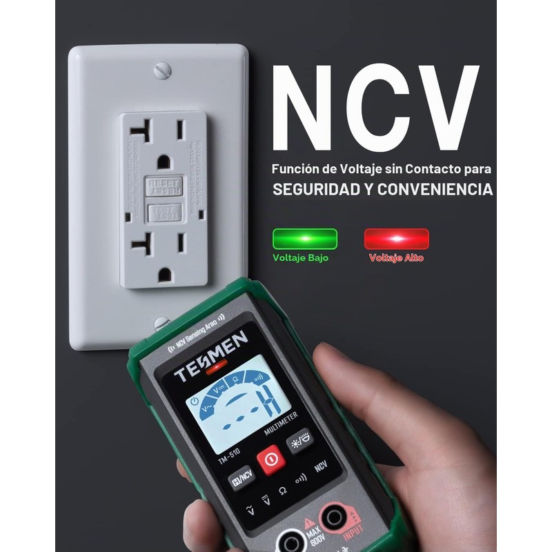 TM-510 Multímetro digital, 4000 cuentas, medición inteligente, voltímetro de rango
